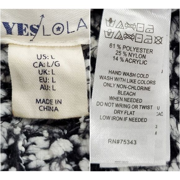 Marled boucle-knit oversize sweater with ribbed bishop sleeves / Women's Large - Picture 4 of 5